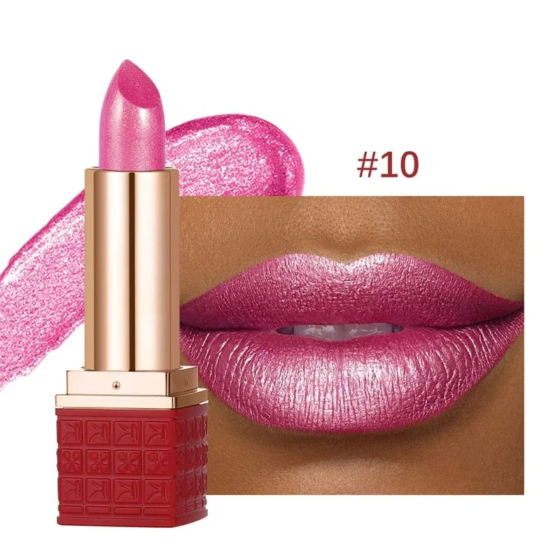 6 colori Bold & Intense Glitter Rossetto metallizzato lucido Perlescente Shimmer Lip Tint Rossetto diamante di colore facile a lunga durata