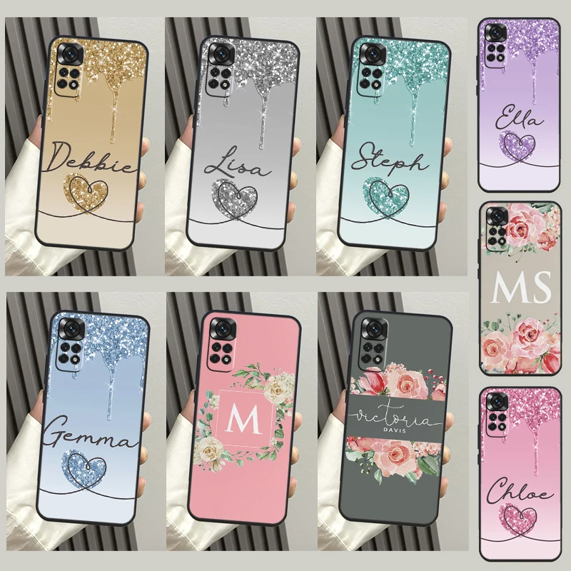 Personalised shinee hearts name initials Case For Xiaomi Redmi Note 11 11S 10 10S 9S 8 12 Pro Redmi 9 10 12C 9C 9T 10A 10C Cover