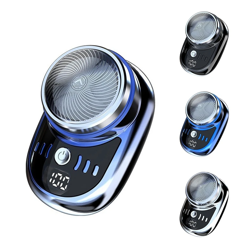 Alat cukur elektrik pria, pemangkas rambut jenggot dapat dilepas portabel perjalanan USB tampilan Digital dapat diisi ulang