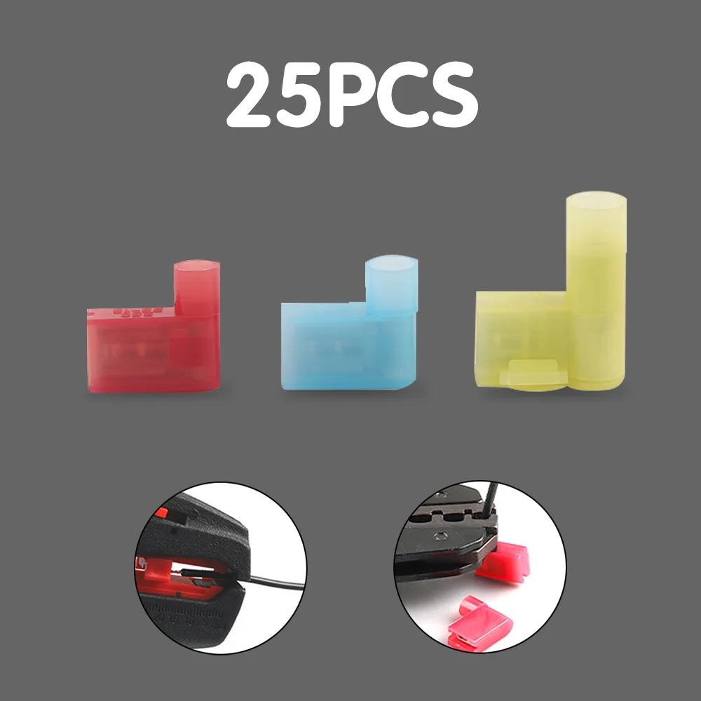 25PCS Insulated Nylon Flag Crimp Terminals Plug Right Angle Quick Wiring Terminator Female Spade Wire Connector 0.5-1.5mm