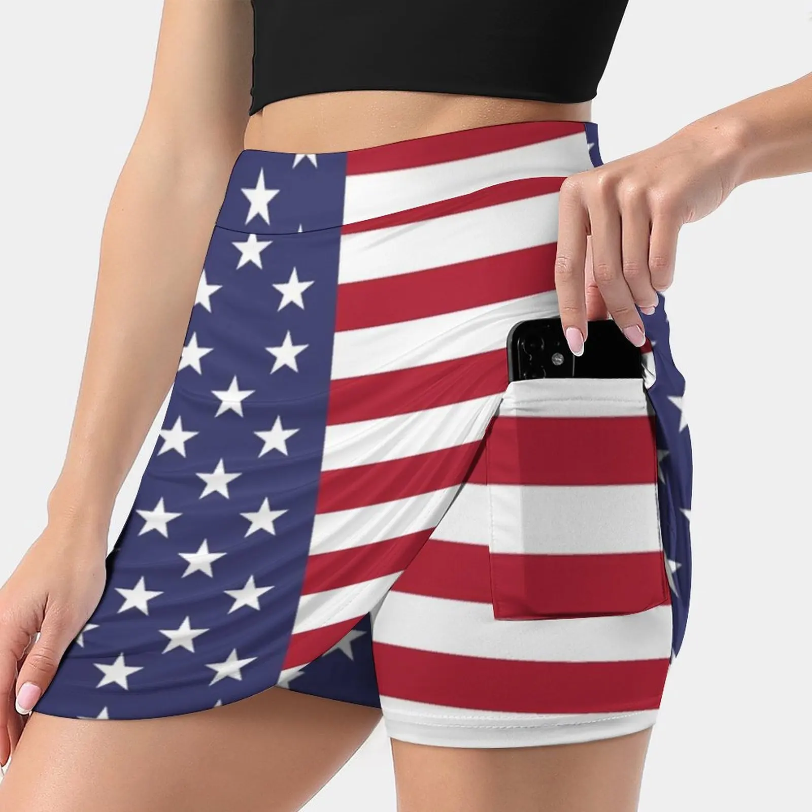 United States Of America-American-Day Apparel T-Shirt Women's skirt With Hide Pocket Tennis Skirt Golf Skirts Badminton Skirts