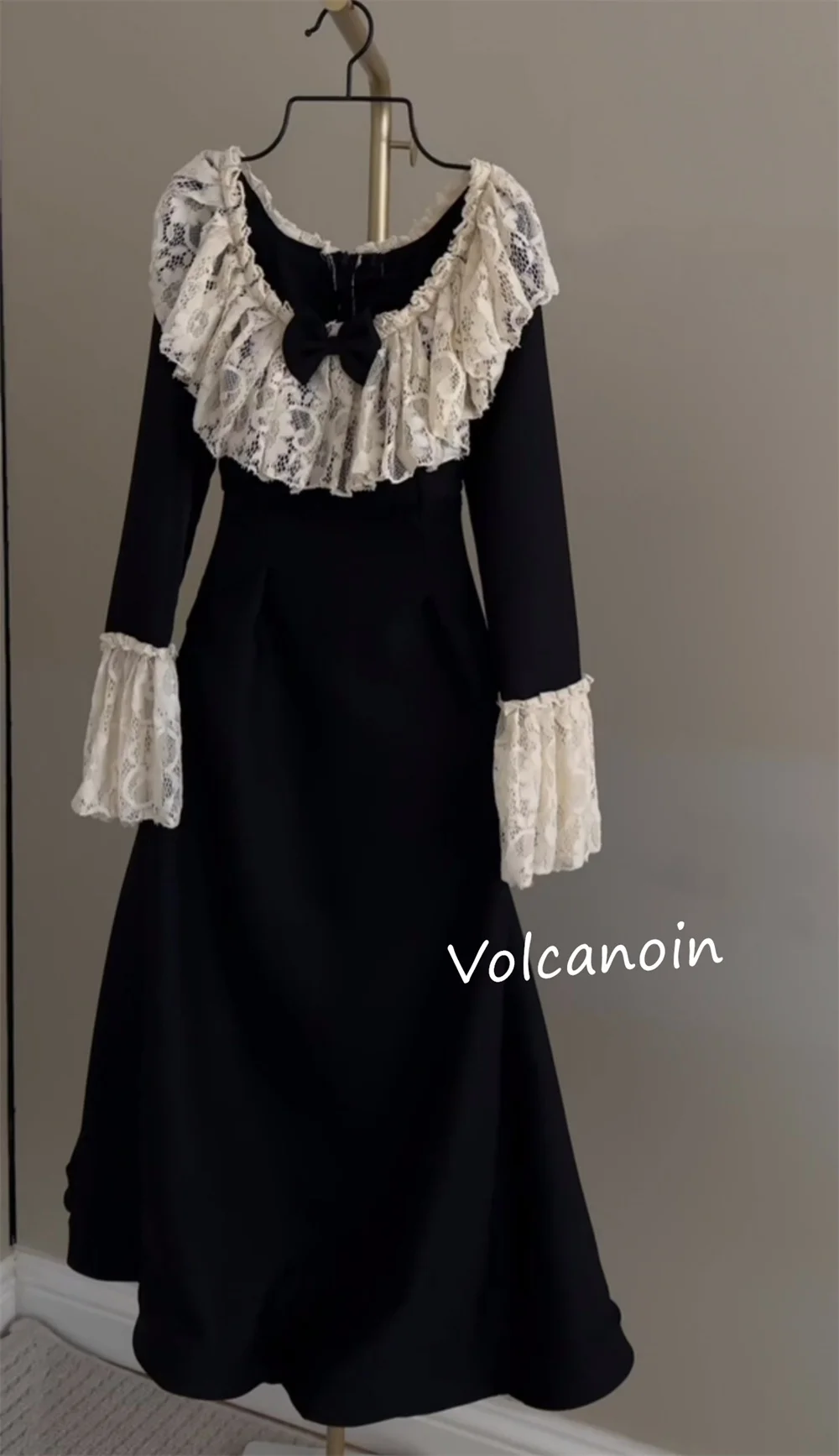 تخصيص جيرسي القوس Ruched ألف خط س الرقبة فساتين متوسطة الطول مناسبة مخصصة العودة للوطن أحجام كلاسيكية بسيطة المتاحة