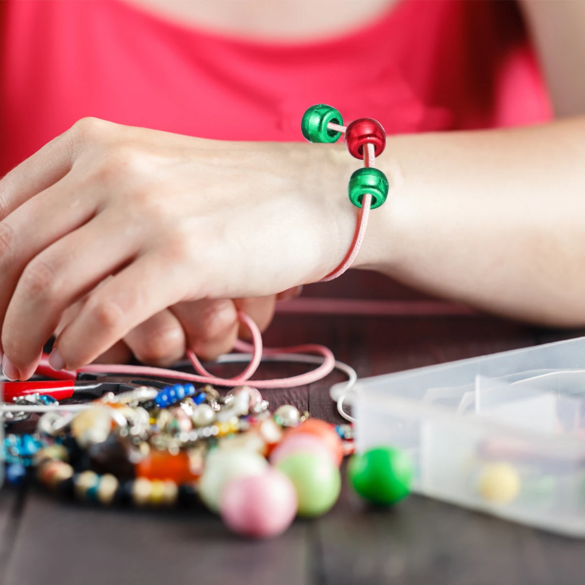 1000 قطعة Diy بها بنفسك اليدوية البلاستيك الخرز دائم مختلط اللون ثقب كبير خزر عازل لصنع سوار إكسسوارات مجوهرات إبداعية #5