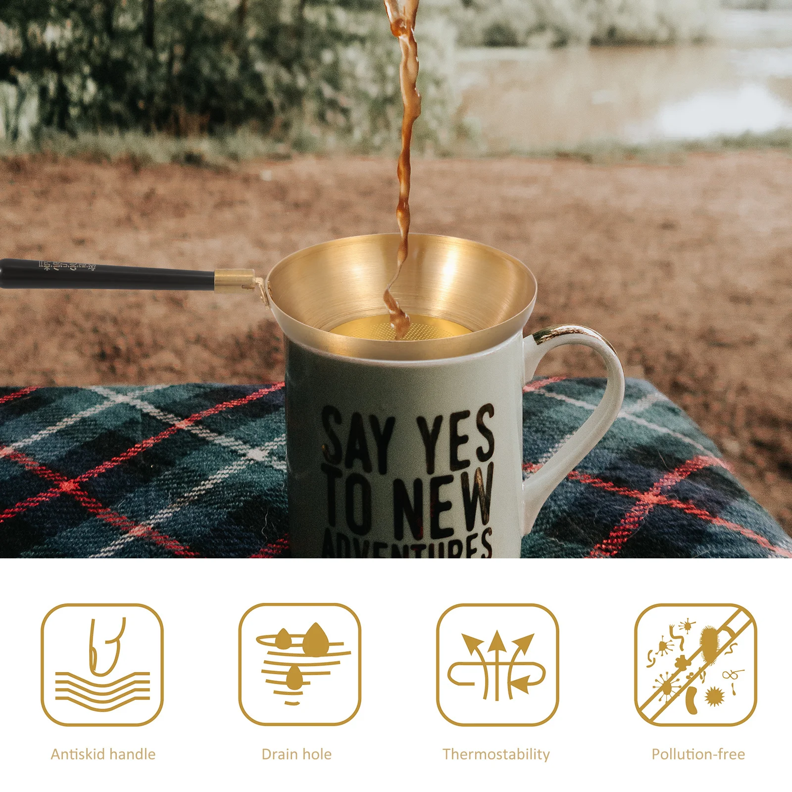 

1pc Filter Fine Mesh Copper Plastic Strainer With Handle For Home Tea Room Use Tea Infuser Tool Kitchen Bar Accessory