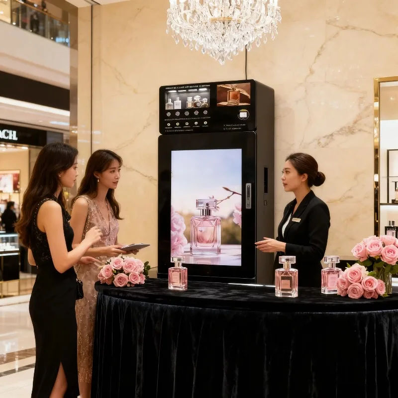 Customizable Newest Freestanding Big Screen Perfume Dispenser Perfume Spray Vending Machine with Smart Software