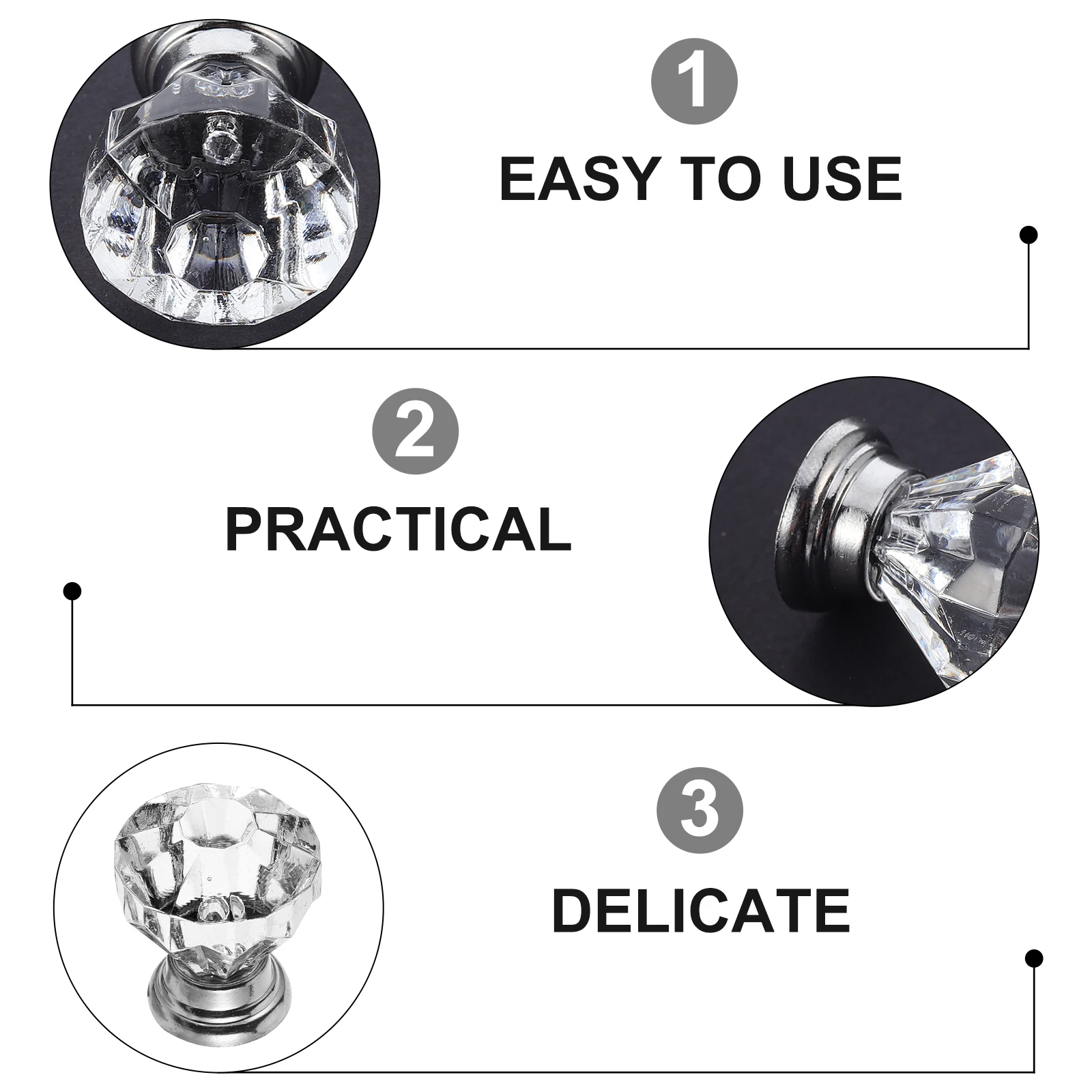

12Pcs Crystal Glass Knobs Acrylic Drawer Handles Home Decor Parts Elegant Furniture Hardware Crystal Knobs Cabinet Handle