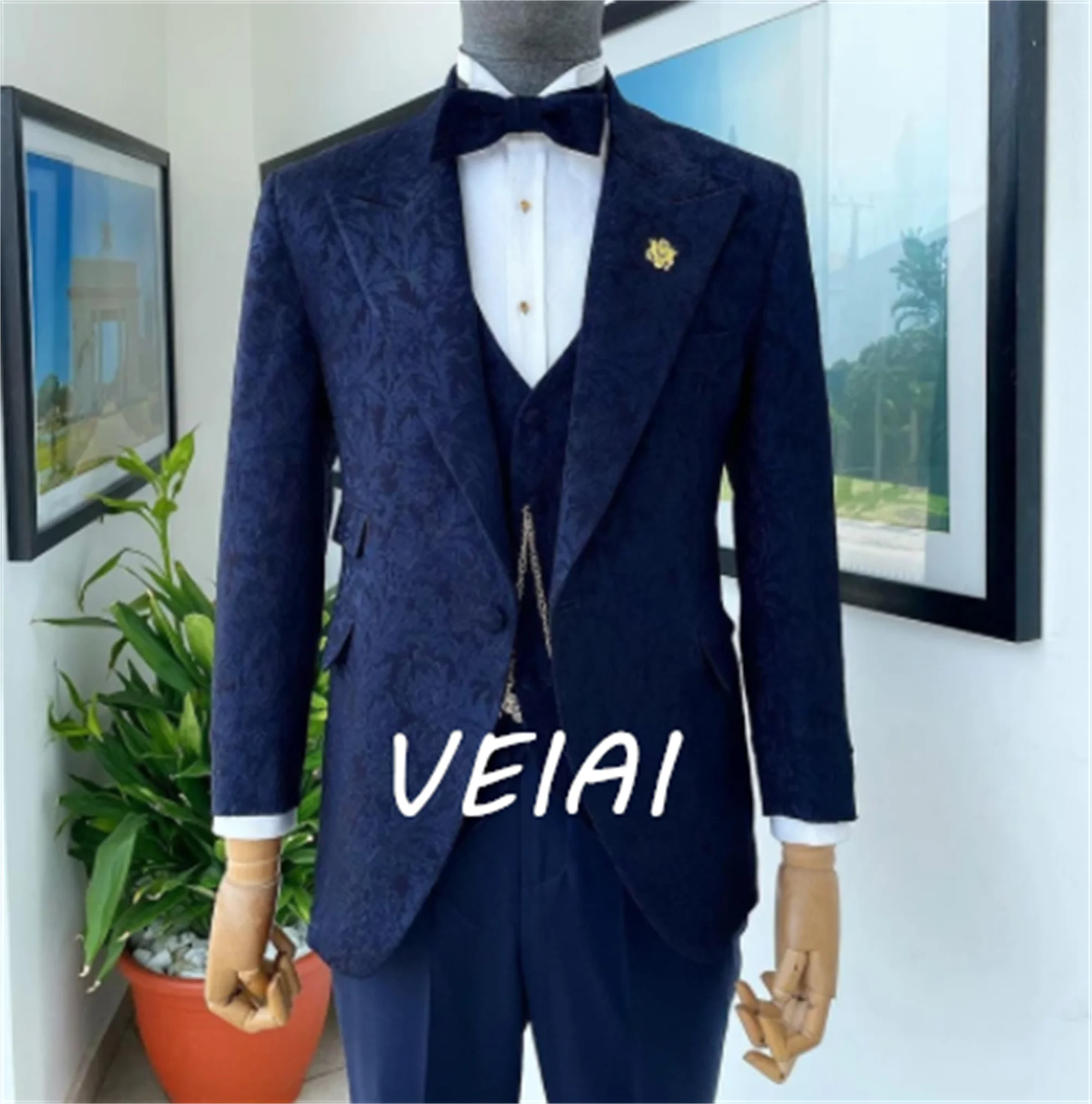 Black Velvet 3 Piece Tuxedo African Men's Slim Fit Wedding Suit with Jacket Waistcoat And Pant Winter Groom Male Fashion Cos