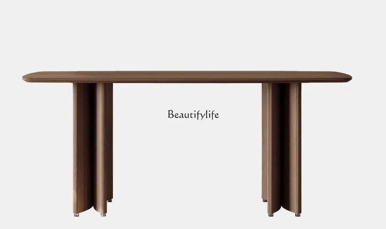 35Japanese-style wabi style dining table Italian minimalist high-end walnut modern rectangular dining table