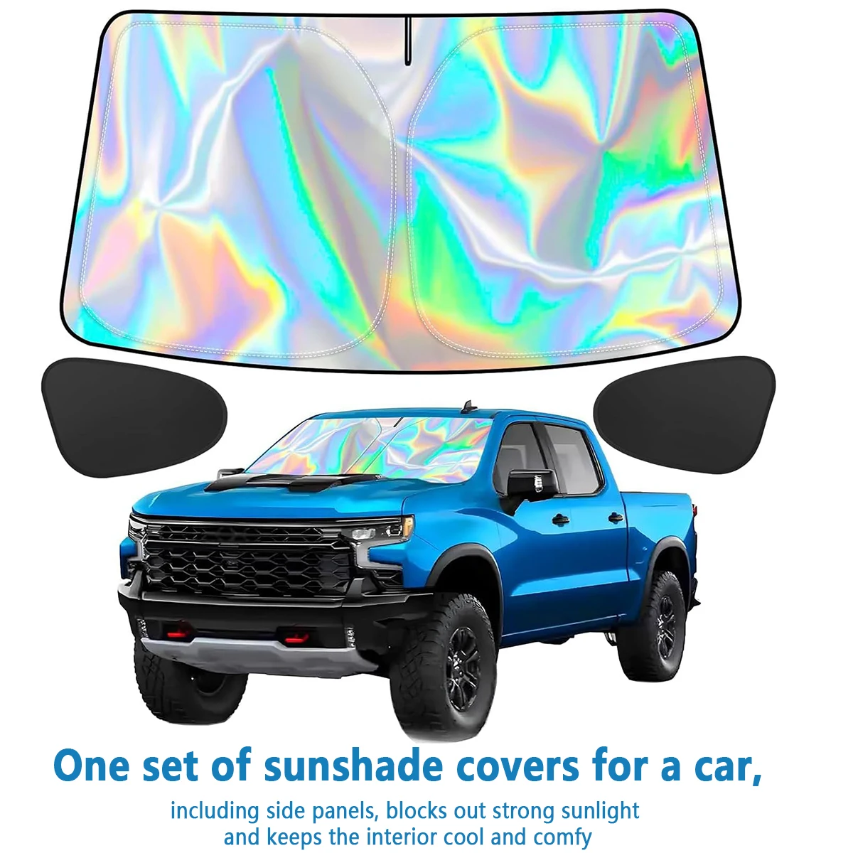 210T Car Front Windshield Sunshade & Front Side Window Sunshade, Comes with Storage Bag for Cars, Small Trucks 57.08 * 31.5 Inch