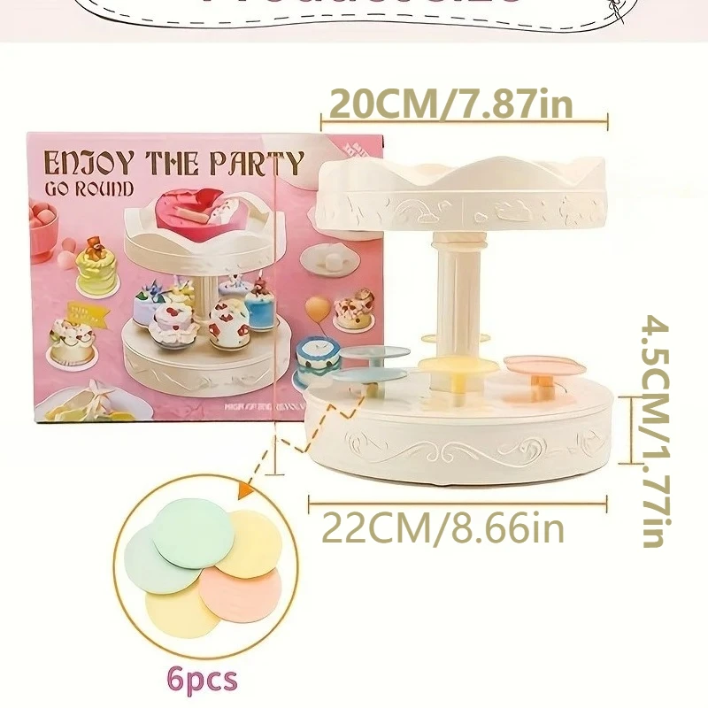 Automatic Rotating Double Tier Dessert Carousel Acrylic Cupcake Cake Display Stand for Parties Bakery Candy Serving Pretend Play
