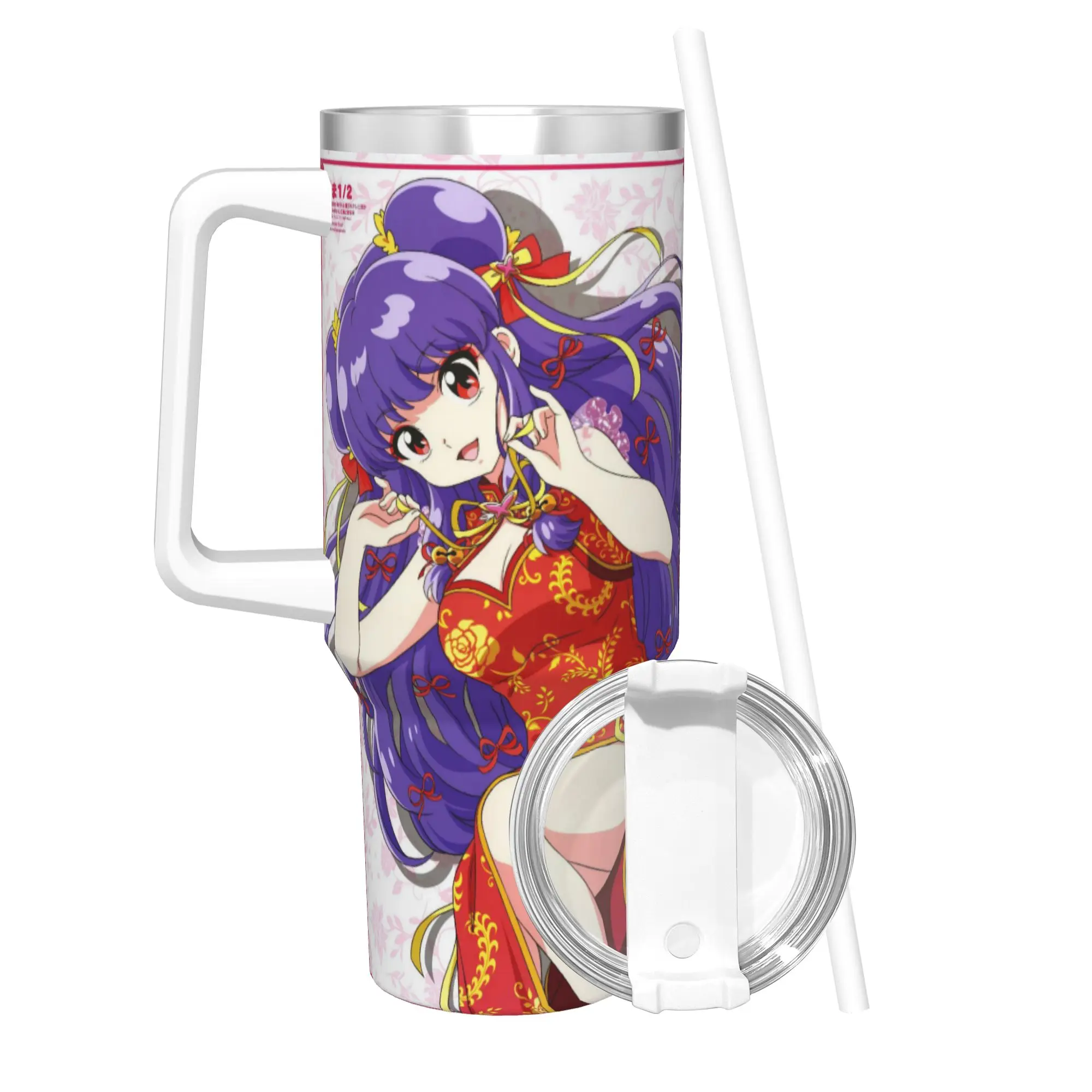 40OZ Stainless Steel Tumbler Ranma 1/2 Japanese Anime Shampoo Thermal Mug  Keep Heat Hot Drinks Car Mugs Beach Water Bottle