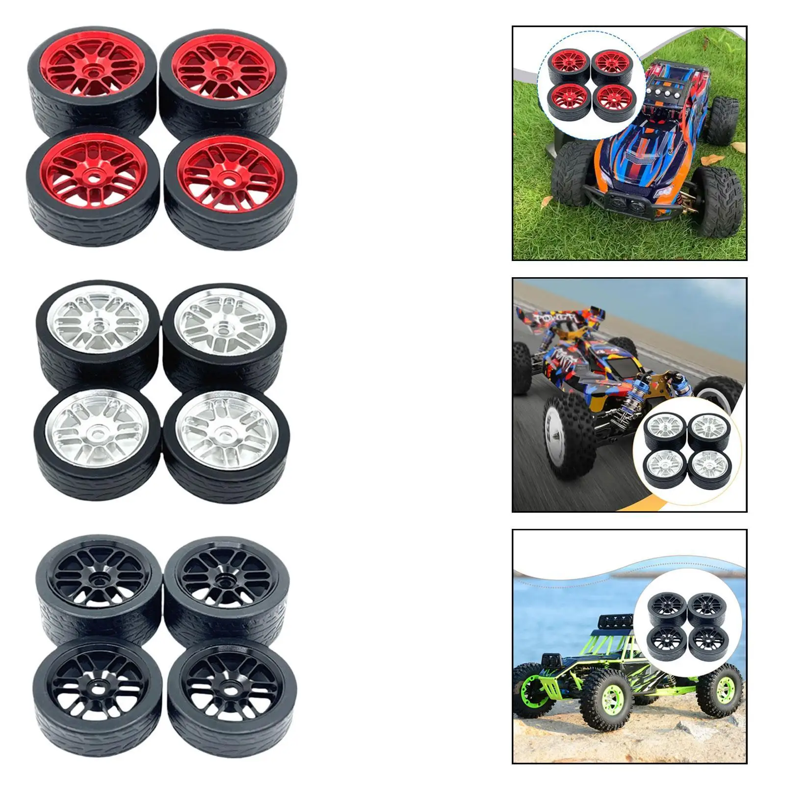 

4Pcs Lightweight DIY Accessories High Performance Easy Installation Sturdy RC Tires Aluminum Spare Part for 1/24 244016 Micro-b