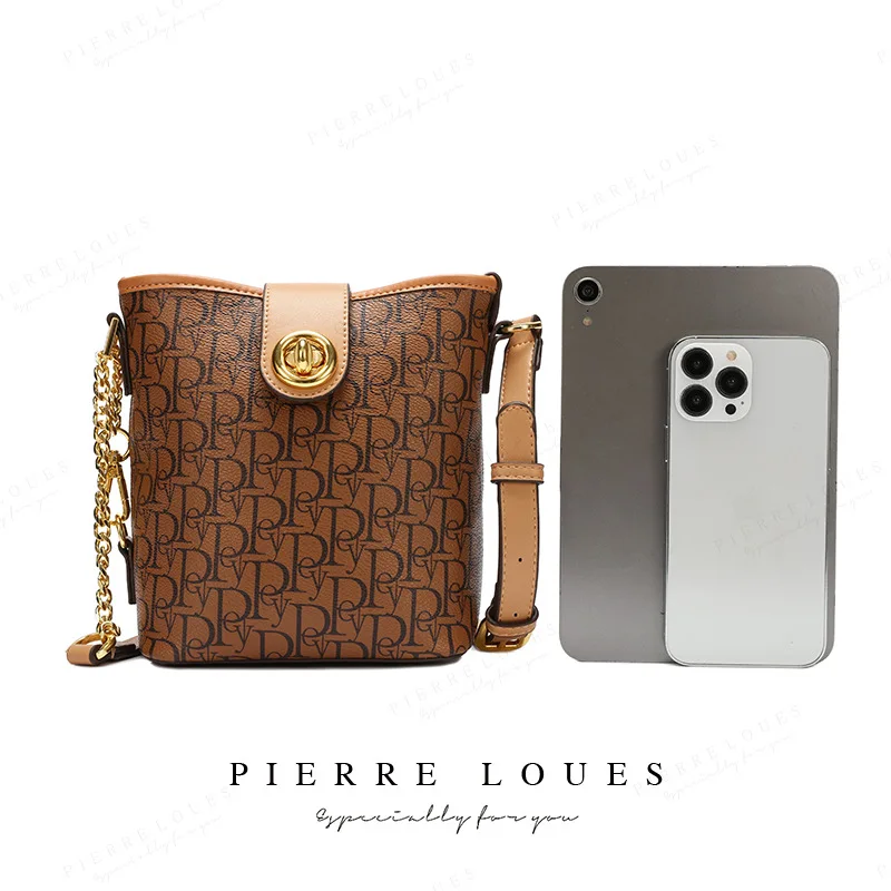 PIERRELOUES New Bag high-end exquisite large-capacity Women's bag fashion retro women's bag Bucket bag Large capacity phone bag