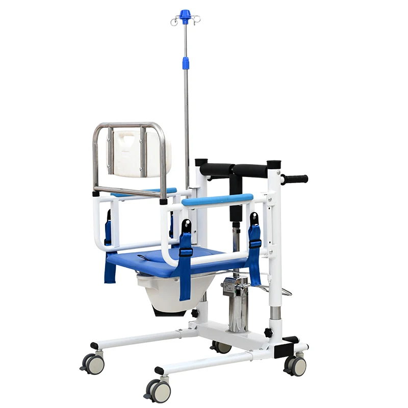 White Hydraulic Transfer Chair, Suspenders, Patient Transport, Commode Chair, Elderly Mobility Aid, Medical Equipment