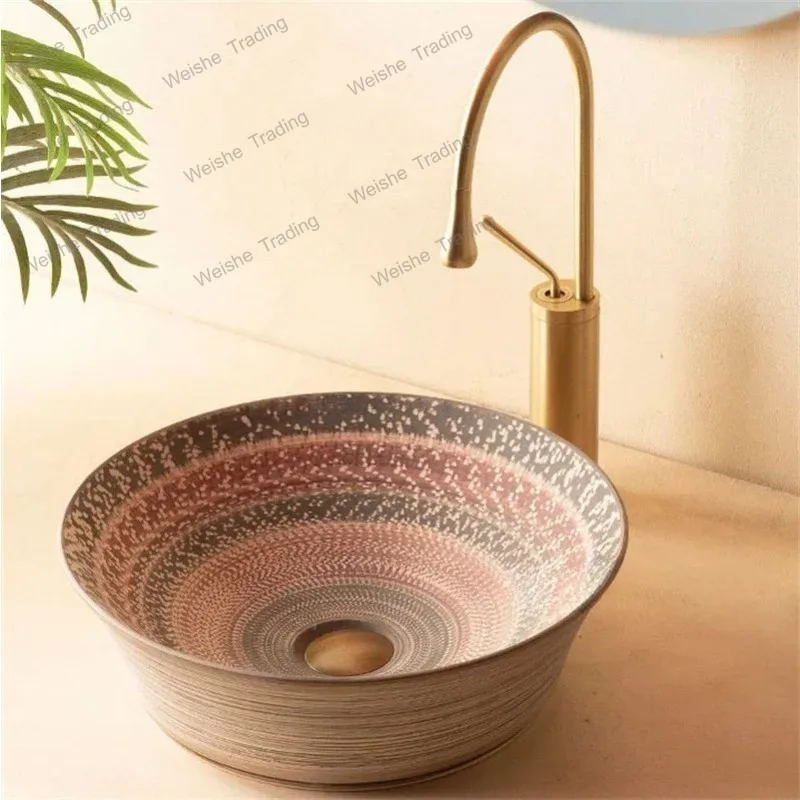 bathroom sink countertop washbasin hotel toilet balcony washbasin bathroom fixture round ceramic bowl sink