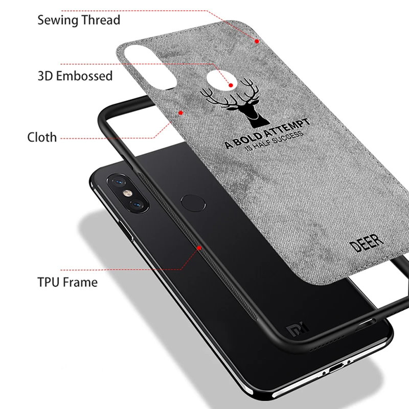 Fabric Deer Phone Case For Xiaomi Mi A2 A1  9 8 Mix 2S Max 3 Pocophone X3 NFC F1 Redmi Note 7 8T 9s 10 Pro Slim Cloth Back Cover