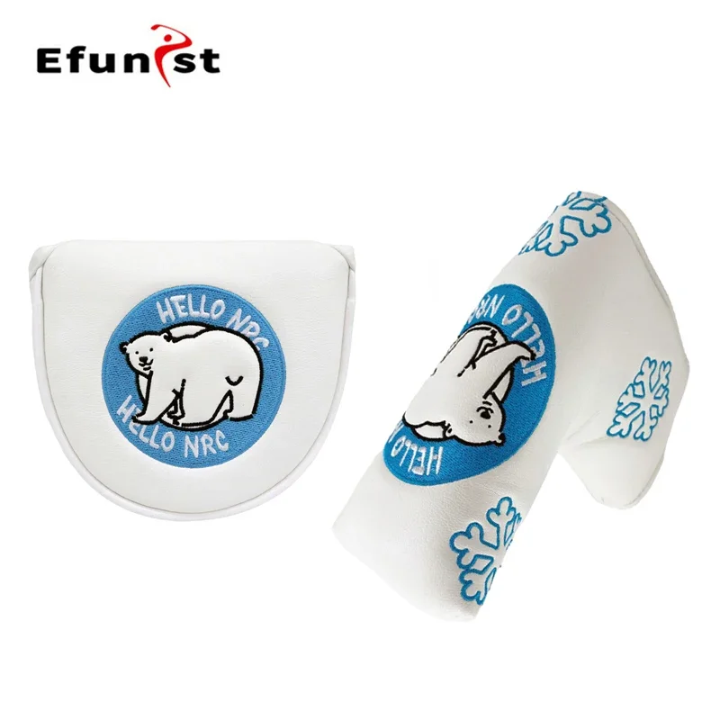 

Golf Putter Cover Mallet Blade Putter Head Cover White Bear Magnetic Closure Waterproof PU Leather Putter Headcovers Protector