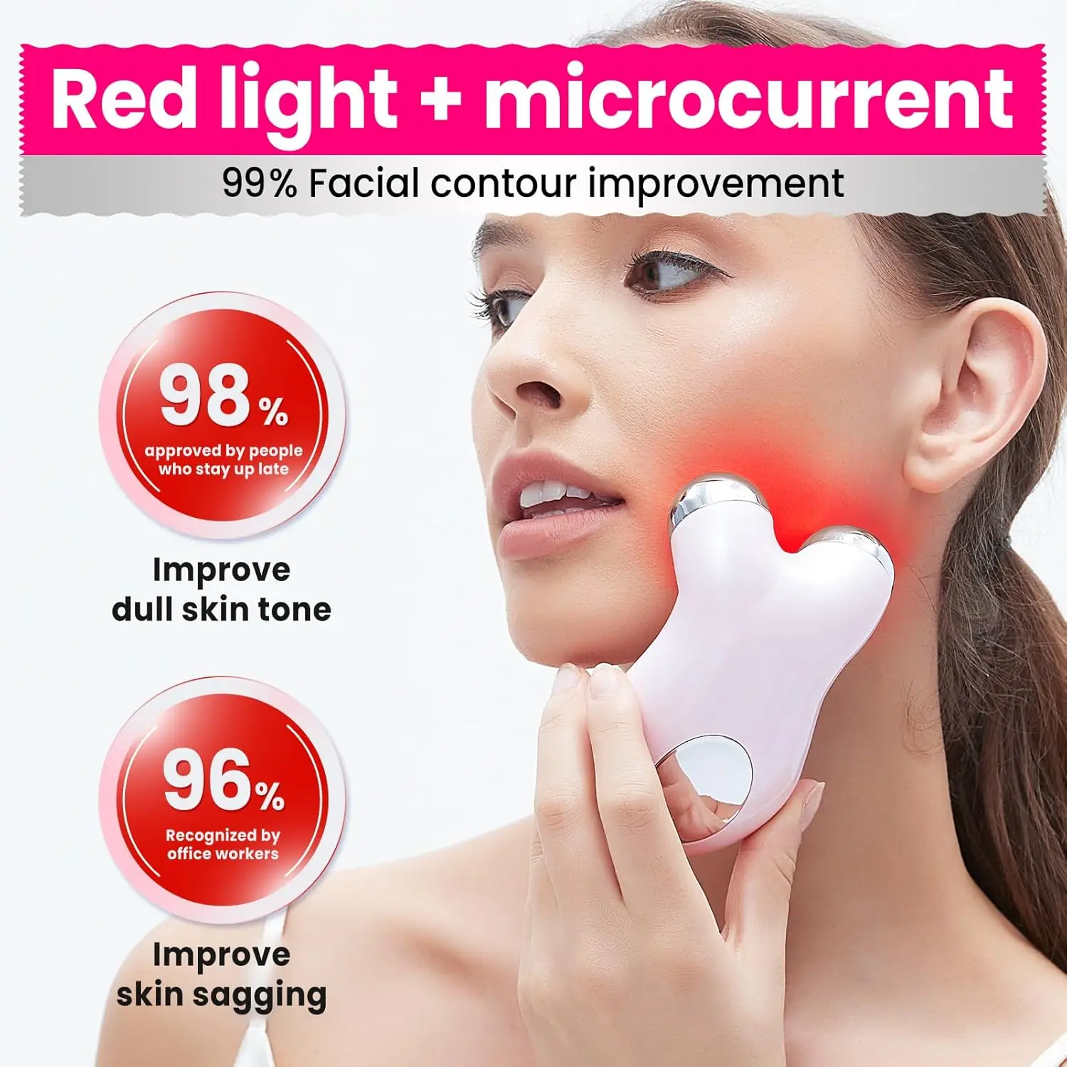 EMS Microcurrent Face Massage Stainless Steel Double Head RF Therapy Massager Skin Lifting Firming Home Beauty Instrument