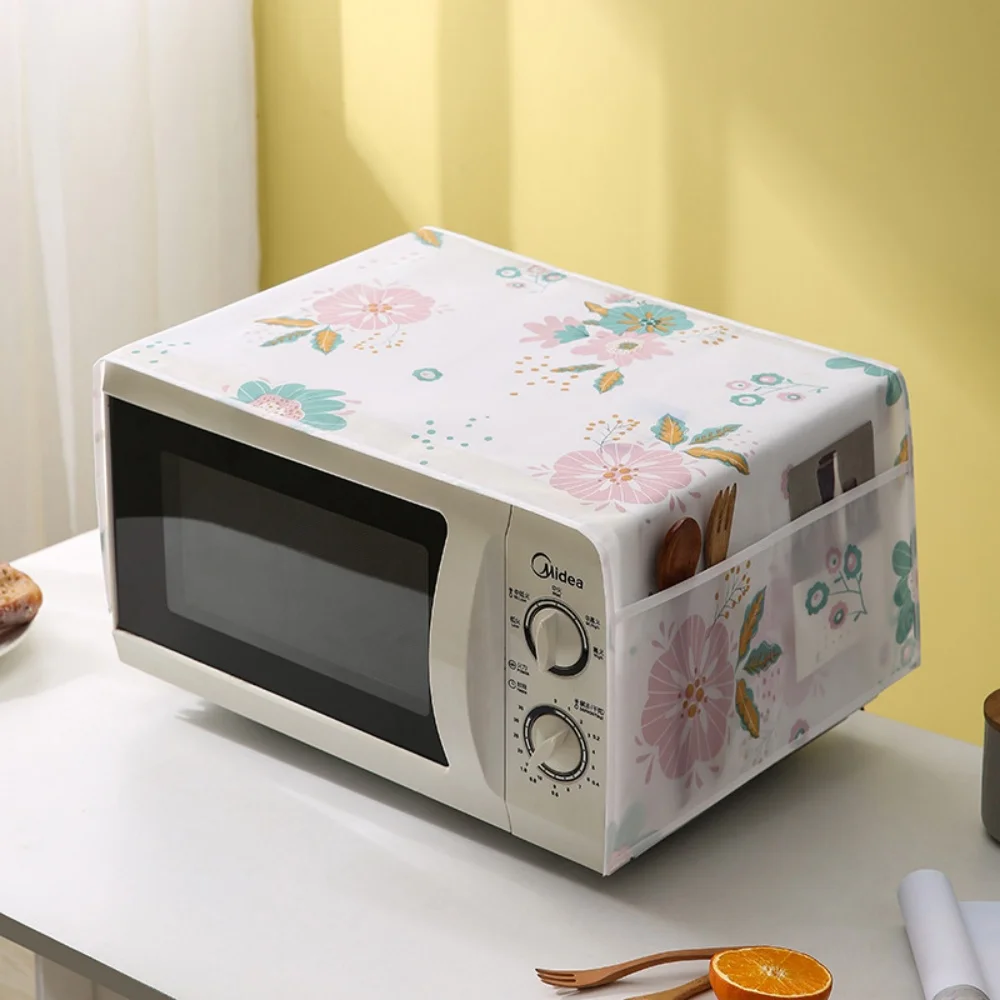 1PC Waterproof Microwave Dust Cover Side Storage Household Print Surface Appliances Oilproof High Quality Microwave Dust Cover