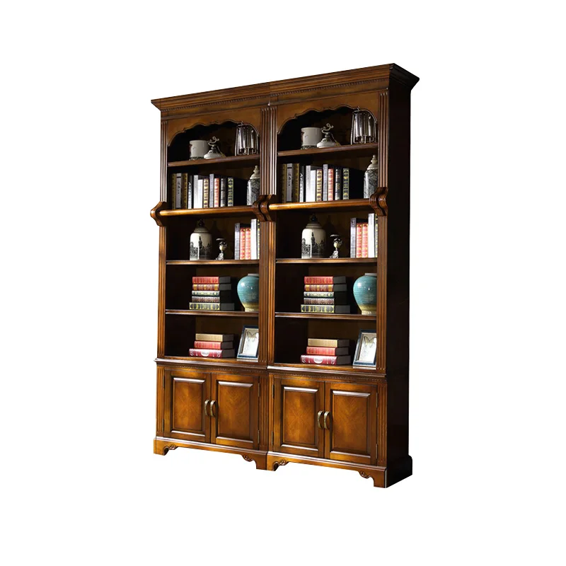 

Luxury Wooden Bookcase Handmade Solid Wood Library Bookcase with Ladder Home Office Furniture Living Room showcase