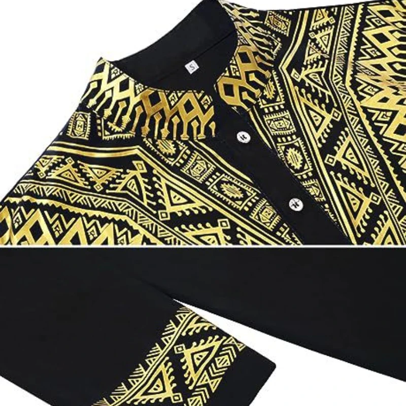 Men's African Men's Suit Bronzing Top and Trousers 2-Piece Set muslim fashion  islamic clothing men  musulmane