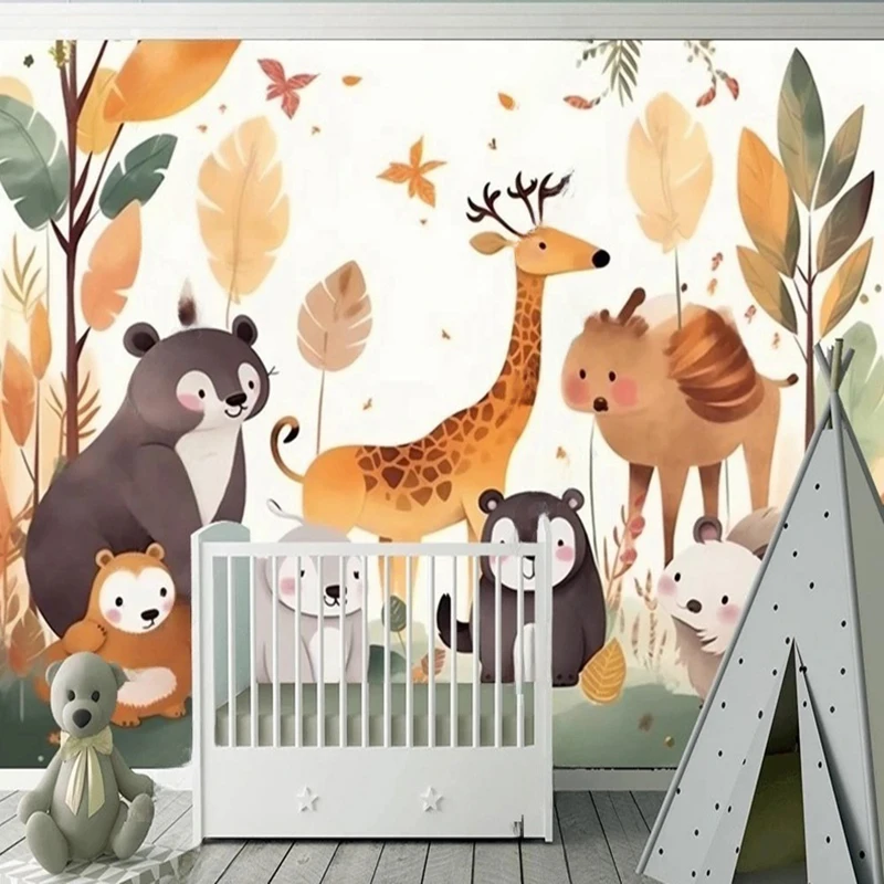 Cartoon Animal Kids Room Wallpaper Custom Photo Mural Home Decor Wall Art Background Hanging Painting 3D Wall Covering Backdrop