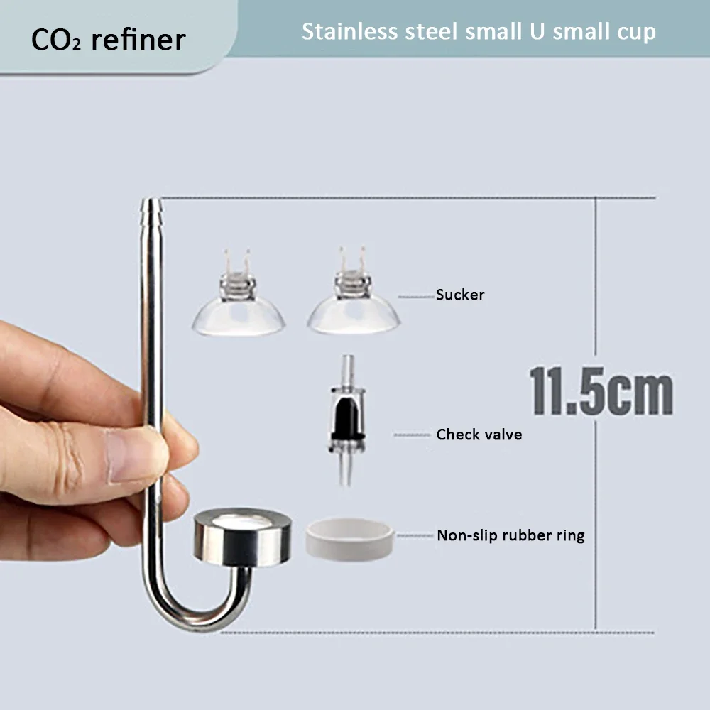 CO2 Diffuser Fish Tank Aquarium 304 Stainless Steel Refiner CO2 Diffusion Atomizer Ceramic Disc Aquatic Plant Growth Accessory