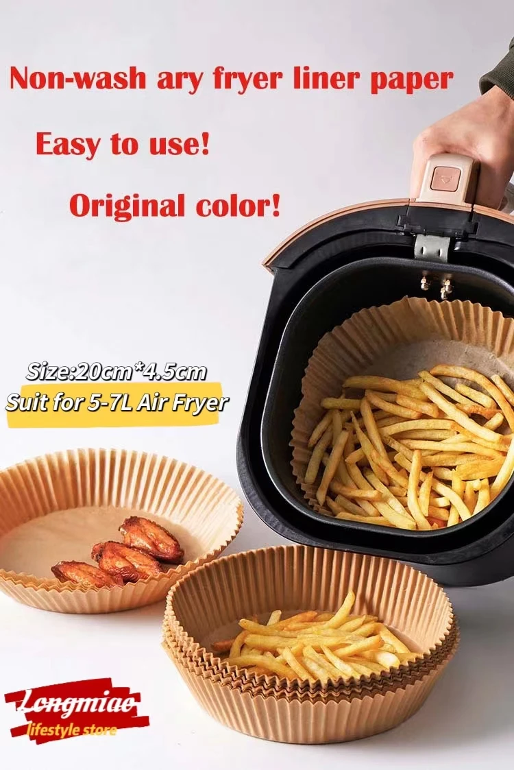 

20cm 50pcs Round Shape Air Fryer Special Paper Disposable Design for Oven Baking Pan Liner Accessories