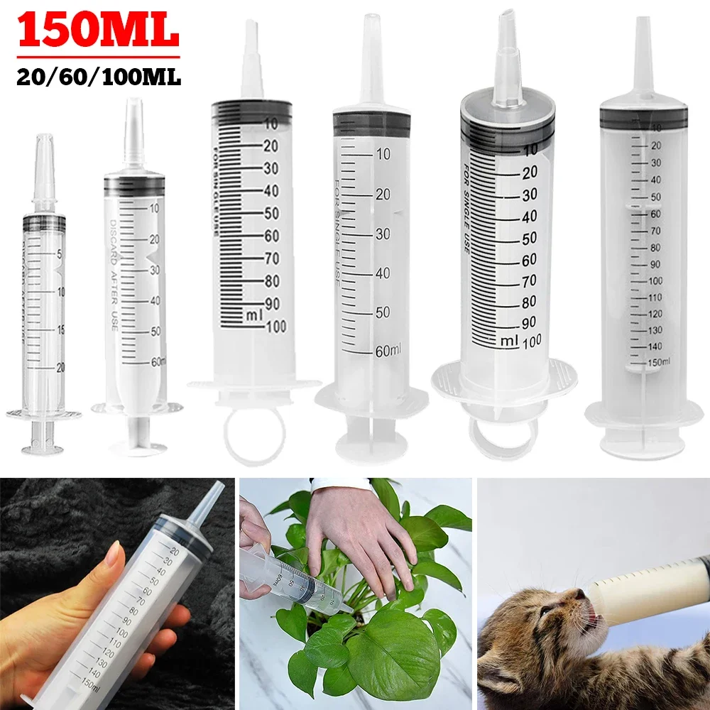 20-150ml Large Capacity Syringe Reusable Pump Measuring Nutrient Sterile Without Needle Washable Suction Injector Hydroponics