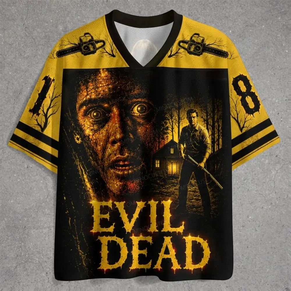 Men's  Women's Dark Horror Printed Mesh Soccer Jersey V-Neck Short Sleeve Breathable T-Shirt Street Style Halloween Party Outfit