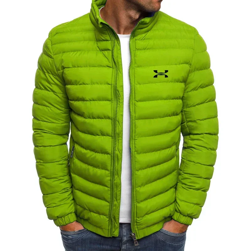 2025 jaqueta de inverno masculina gola alta quente parka rua moda casual beisebol fino ajuste marca para baixo casaco