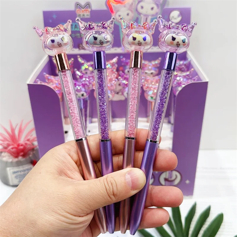 

24pcs/lot Sanrio Creative Diamond Kuromi Gel Pen Cute 0.5mm Black Ink Signature Pens Promotional Gift Office School Supplies