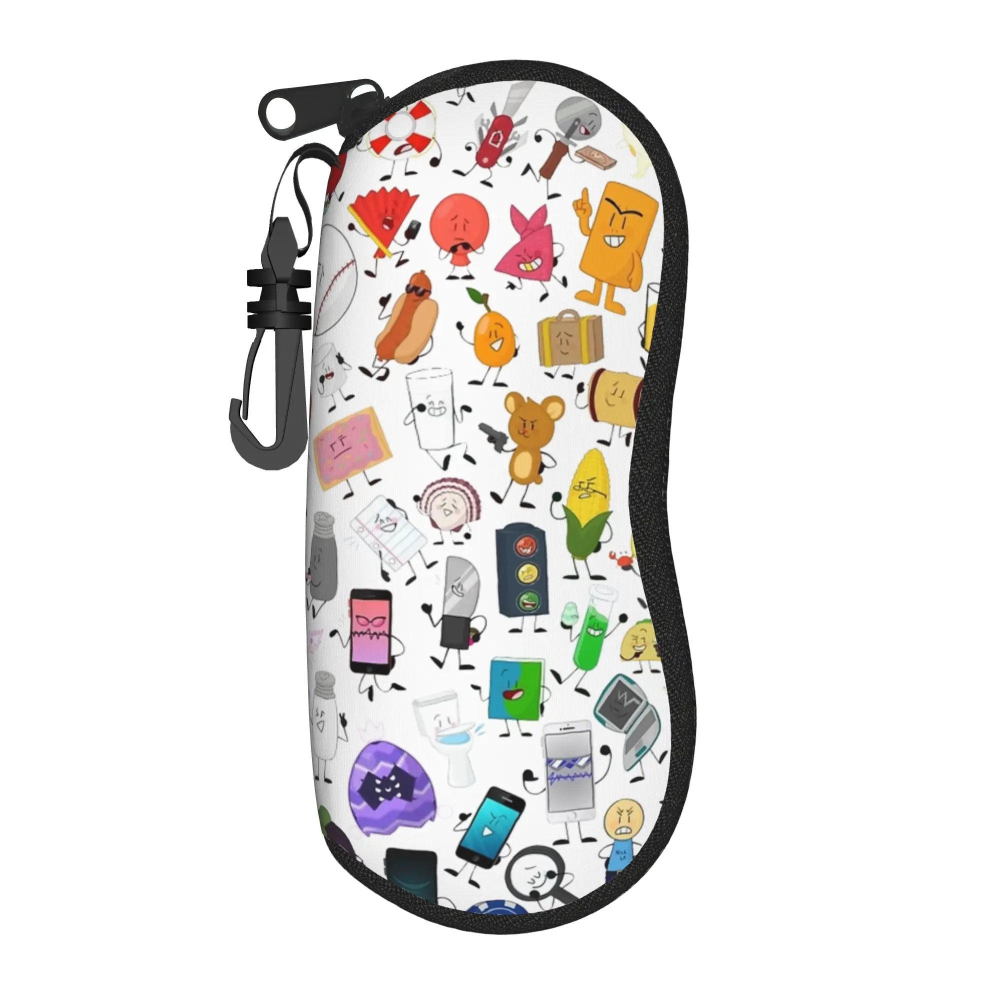 BFDI Inanimate Insanity  Glasses Case Men Women Printing Zipper  Eyewear Storage Box Protector Sunglasses Box