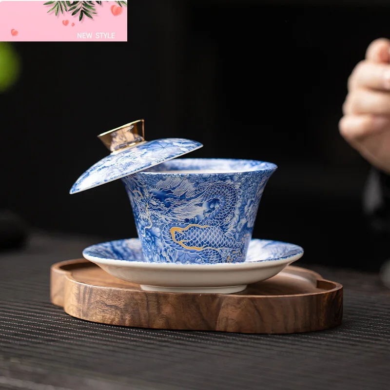 

Китайская Тханка Вращающаяся Золото Серебро Смешанный Гайвань Дзен Овечий Жир Нефритовая Крышка Чайная Варень Чайная Крышка Чаша Чайные Услуги