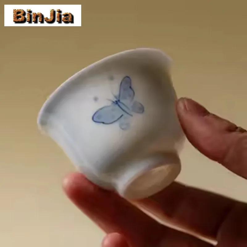

2 шт./лот, ручная роспись, чайная чашка-бабочка, бутик, чайная чаша, чайная пара, персональная чашка для дегустации чая, чашки Chazhan Master, посуда для напитков, 60 мл