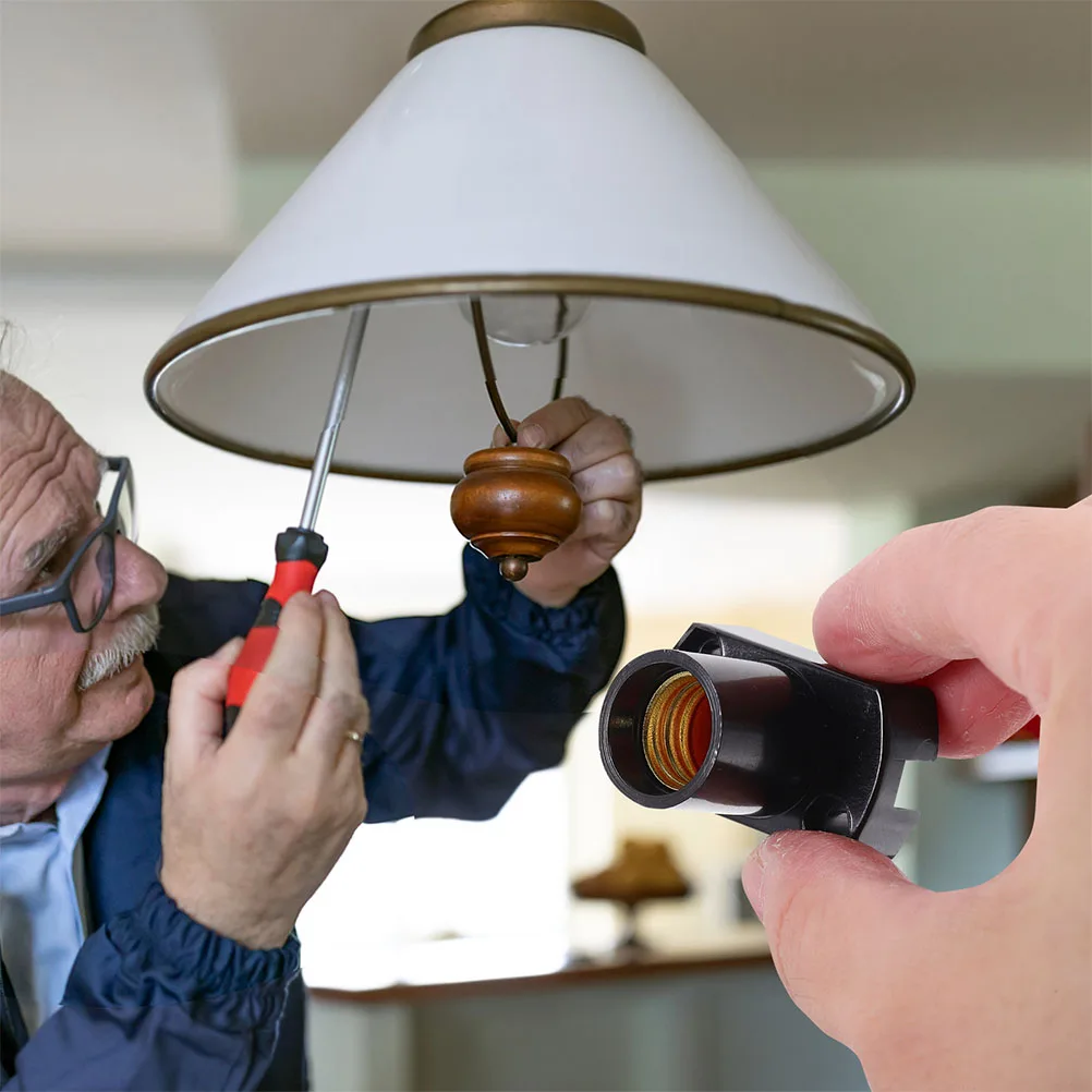 

2Pcs Lamp Socket Replacement E12 Screw in Light Bulb Base for Indoor Outdoor Use Table Lamp Holder Black Surface Mount Narrow