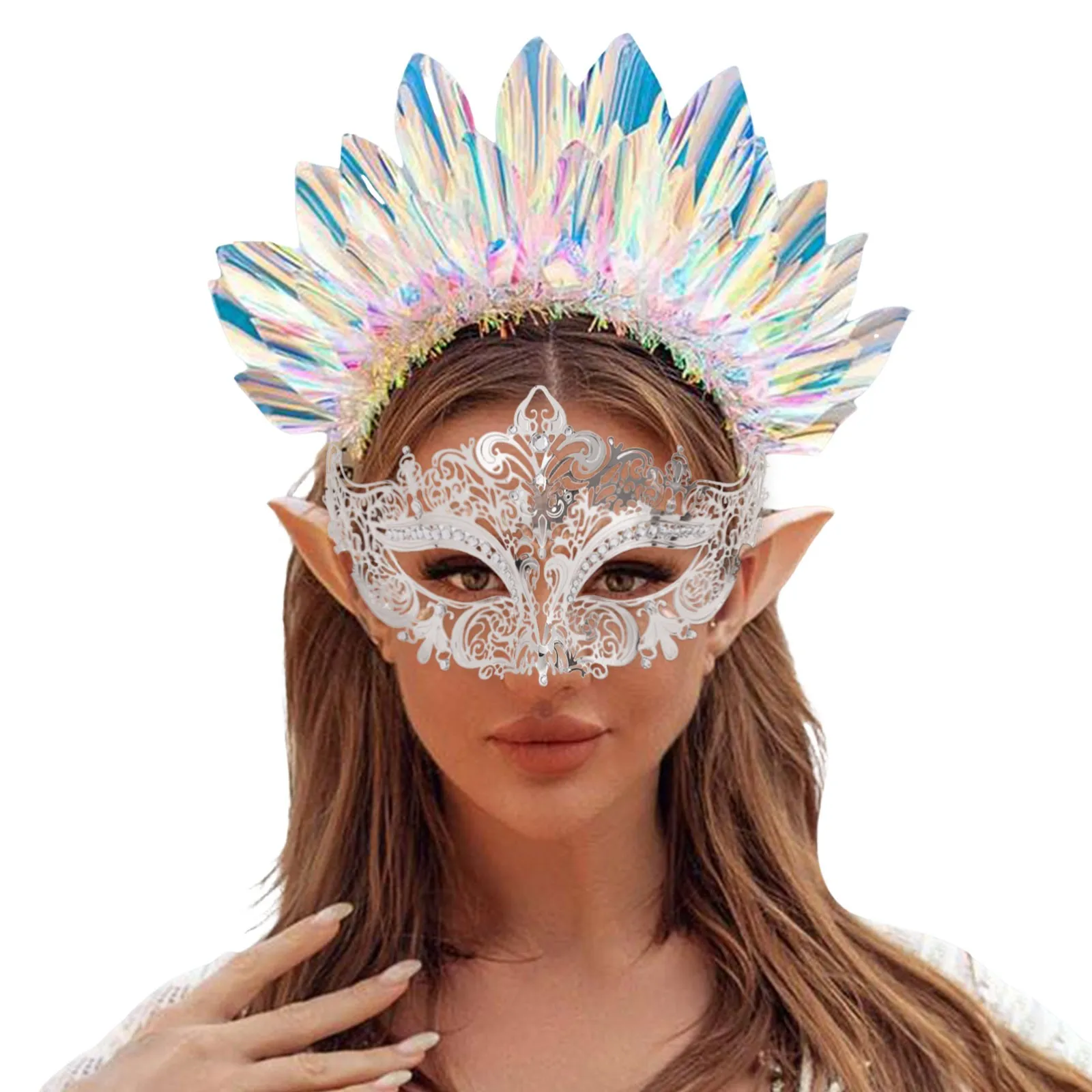 Cubierta de máscara de ojos para hombres, mujeres, niñas, fiesta de Cosplay de baile, accesorios faciales de cristal brillante