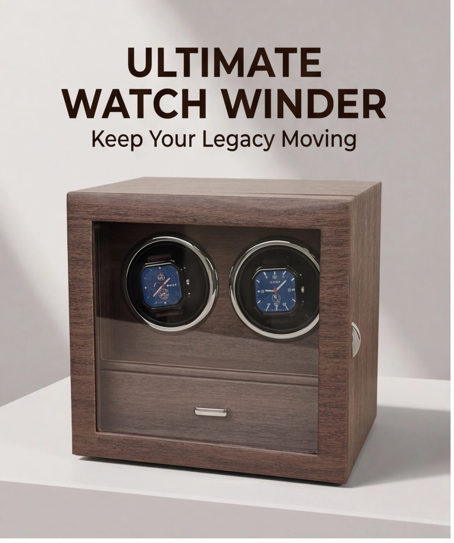 Lorvo Wood Grain Dual 2 slot Watch Winder, Silent Mabuchi Motor Automatic Watch Storage Box