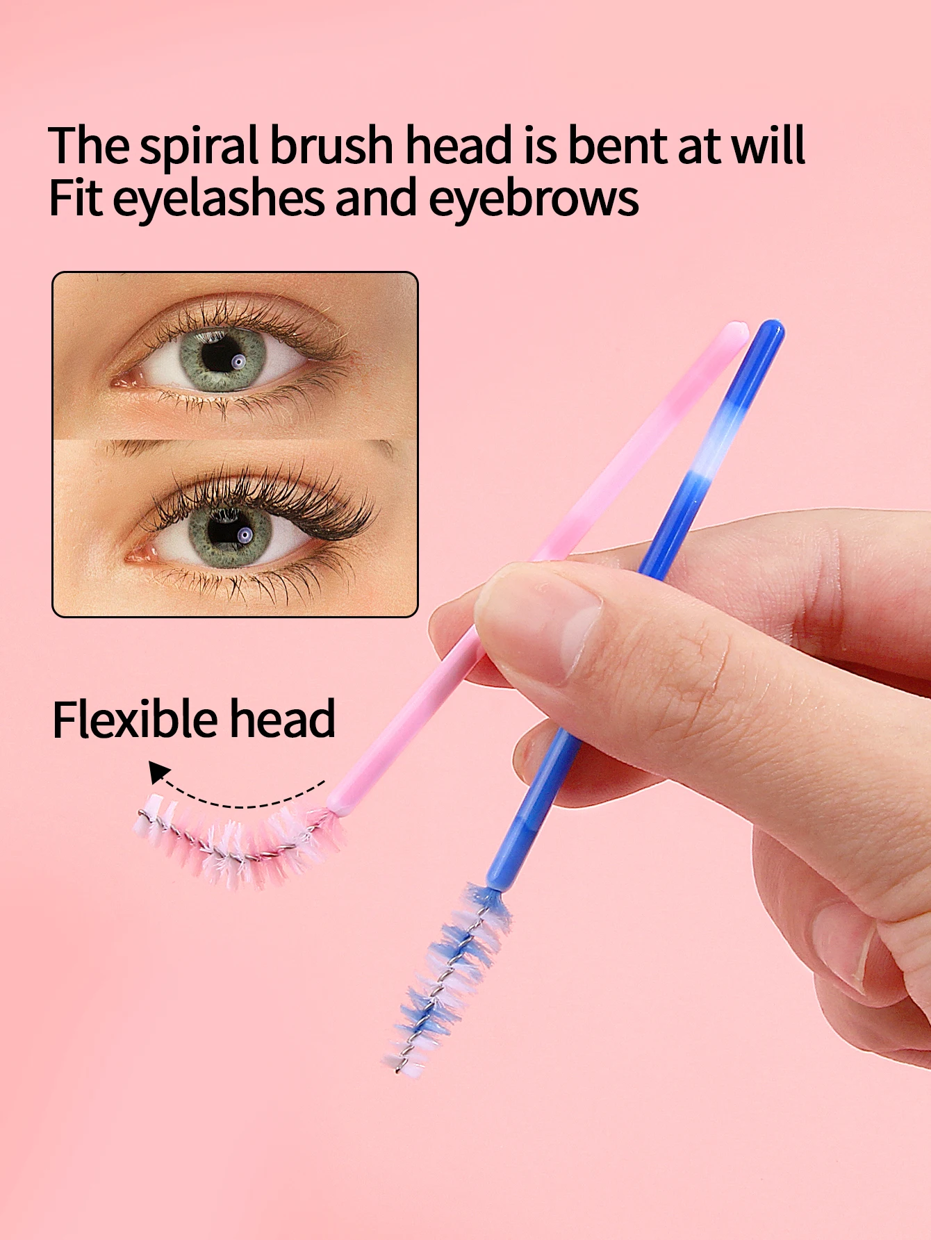 50 stücke anfänger gepfropfte wimpern Gemischte farbe mascara pinsel augenbraue kamm augenbraue kamm spirale pinsel multi-funktionale schönheit werkzeug