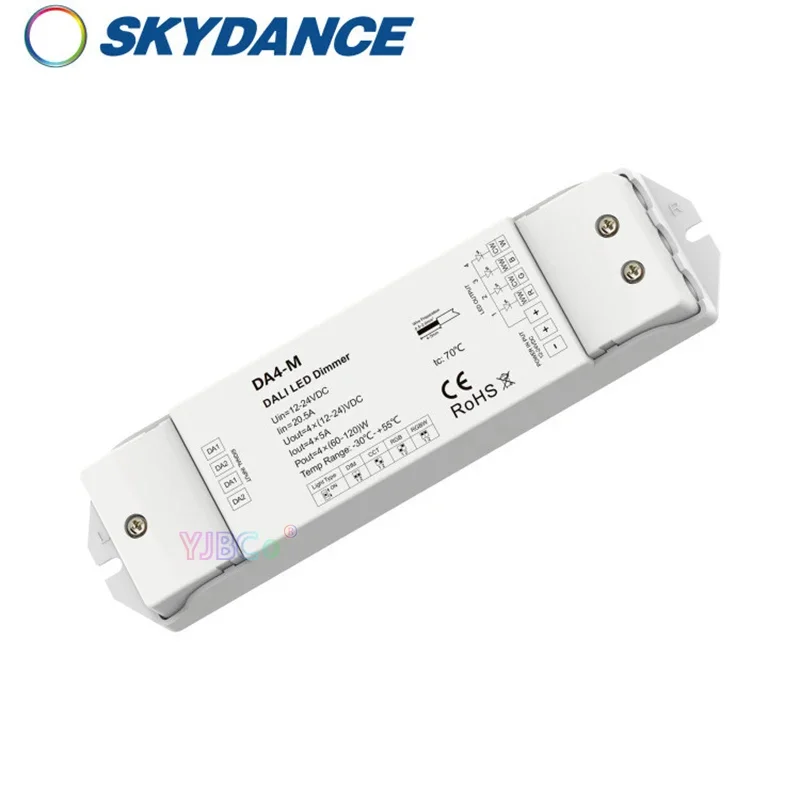 

4CH CV DALI Dimmer 1 Address/4 Channel PWM DT8 DT6 Dimming controller 12V-24V DA4-M for Single Color/CCT/RGB/RGBW LED strip Tape