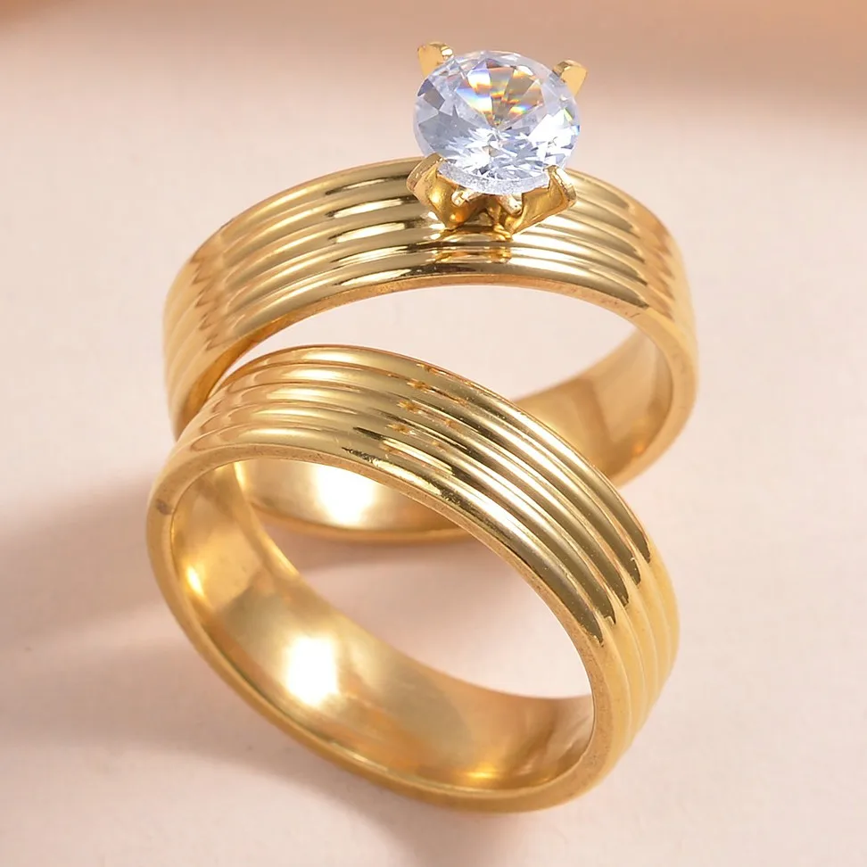 2 Pcs Zircon Couple Rings Fashion Gold Color Romantic Infinity Endless love Imperial Jewelry Wedding Engagement