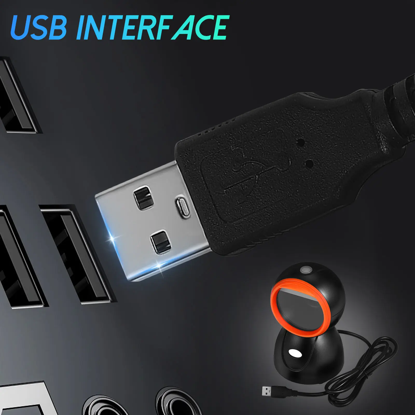 Desktop Barcode Scanner Hands Free Spherical QR Code Reader Adjustable Angle for Supermarket Retail POS System