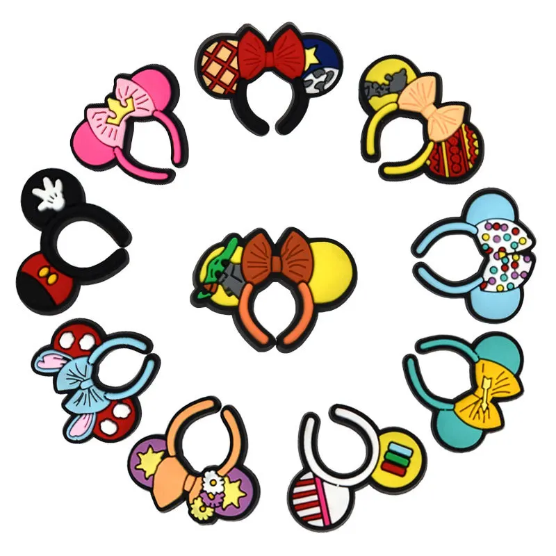 Cute Minnie's Bowknot Shoes charms for Clogs Sandals Decorations Accessories Girls DIY Shoe Charm Designer Decor Kids Gifts