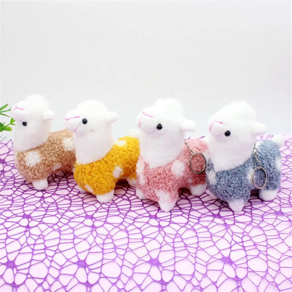 Cute Sheep Alpaca Plush Car Keychain 12cm Animal Stuffed Toys Dolls Car Key Ring Bag Pendant Key Chain Gift For Women Children