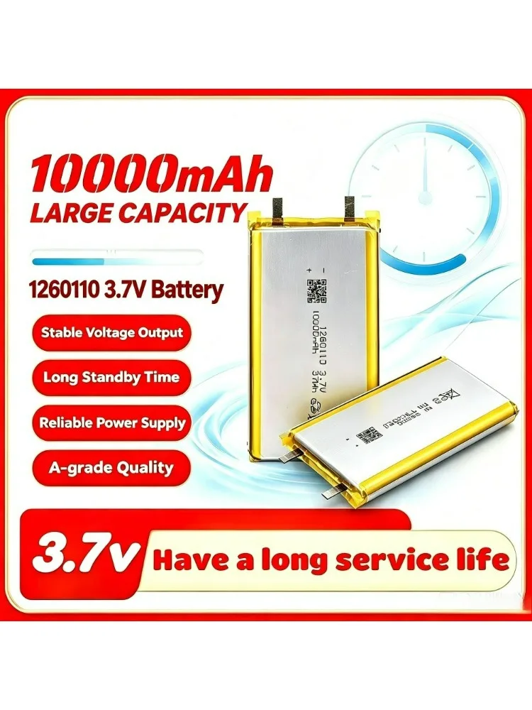 Wysokiej jakości akumulatory polimerowe 3.7V 1260110 10000mAh Lipo Li-Po do zabawek, power banków, GPS, laptopów, lamp kempingowych, majsterkowania. — zdjęcie produktu 7