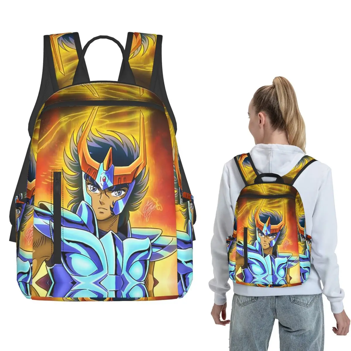 Saint Seiya Knights Of The Zodiac Ikki Phoenix Backpack Large Capacity Boys Girls BookBag School Bag Shoulder Bags for Men Women