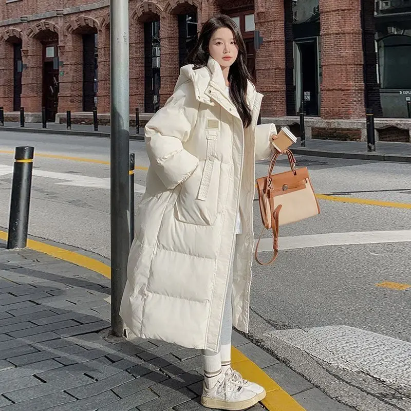 

Fried Street Down Cotton Jacket 2025 Winter New Mid to Long Thickened Loose Korean Gentle Cotton Coat Women's Solid Color Coat