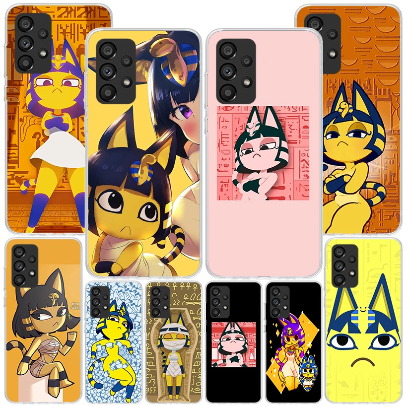 Cartoon Ankha Egypt Cat Phnoe Case for Samsung Galaxy A14 A54 A34 A24 A13 A53 A33 A23 A52 A12 A32 A22 A03S A02S A04S Unique Cove