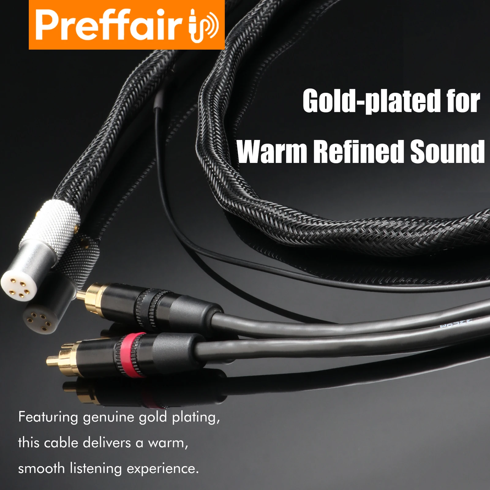 Preffair 5 Pin Din Twist Locking Connector to 2RCA Plugs HiFi Audio Cable Phono OFC Cable for Vinyl turnable