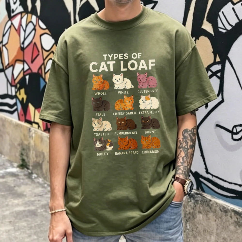 Types of Cat Loaf Cute Kitten Kawaii Cats Cat Lover Girls T-Shirt Harajuku Men Clothing Oversized T Shirt High Quality Cotton